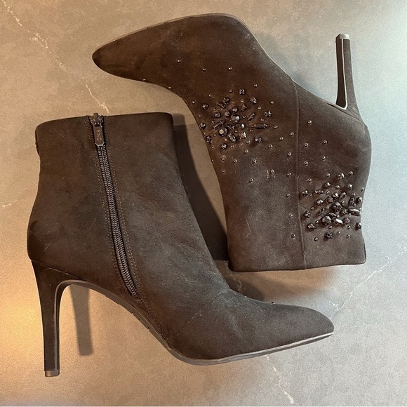 Circus Sam Edelman sz 8.5 Octavia black fabric bead embellished pointy booties - Picture 12 of 15